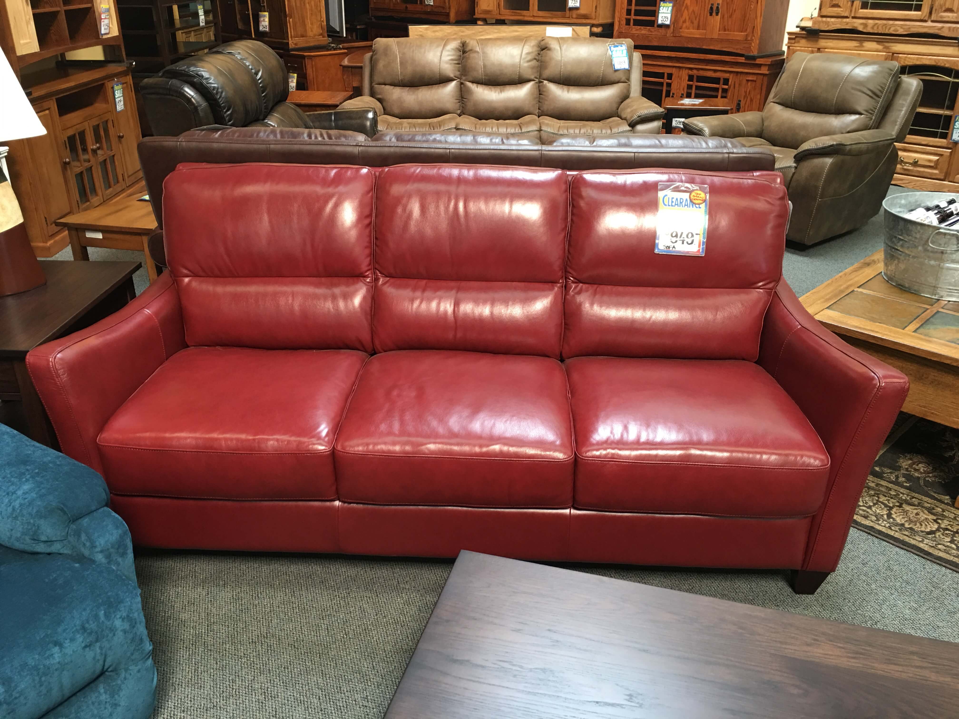red top grain leather sofa