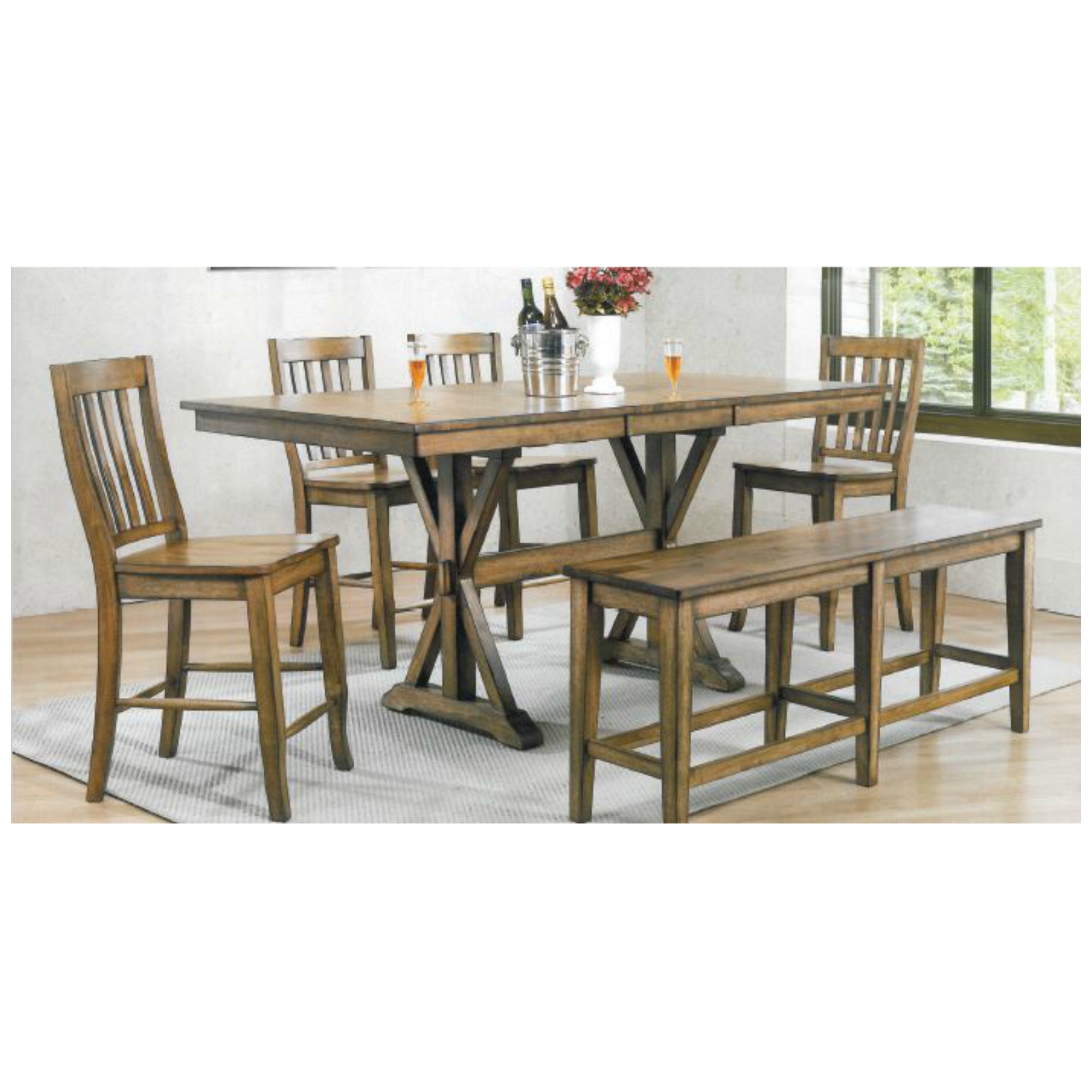 Carmel 6 Piece Tall Dining Set Rustic, How Tall Is A Counter Height Table
