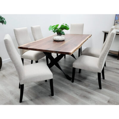 7-Piece Live Edge Walnut Dining Set by M&C Upholstery (1)